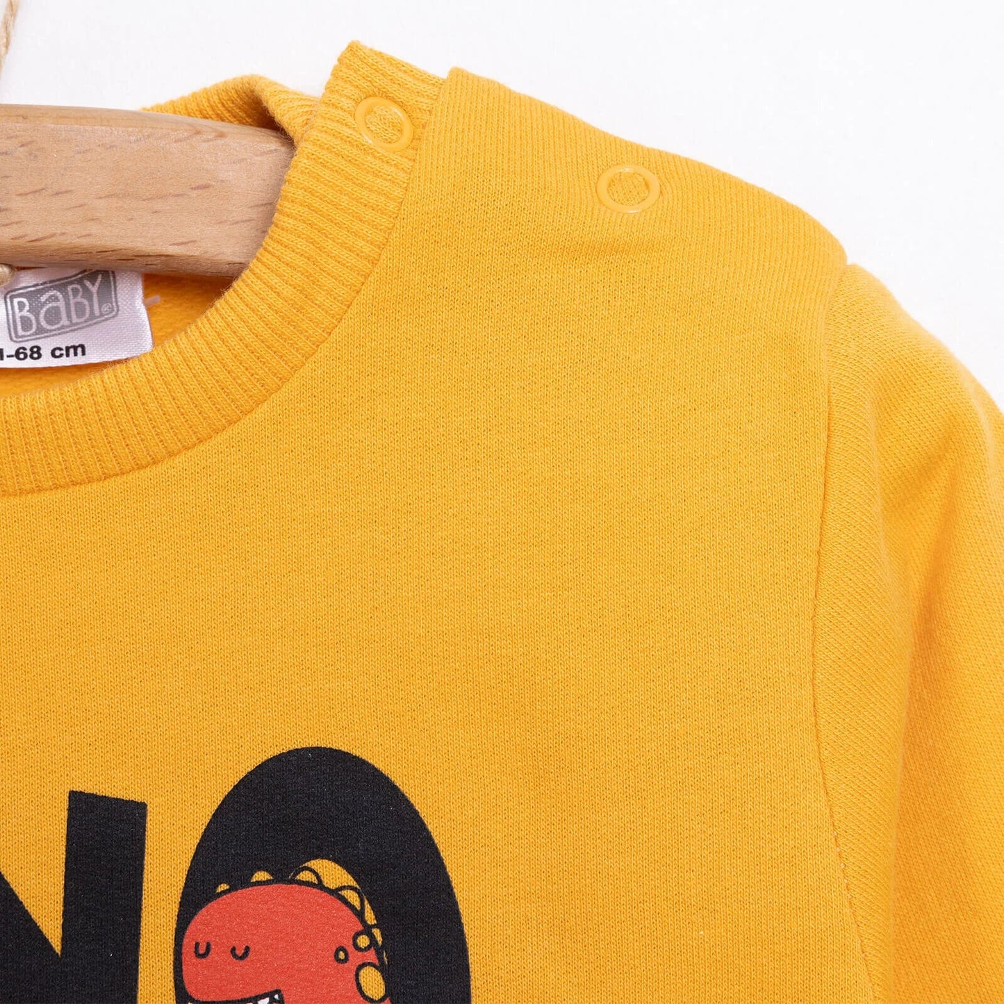 HelloBaby Baby Boy Dino Patterned Sweatshirt - Mustard