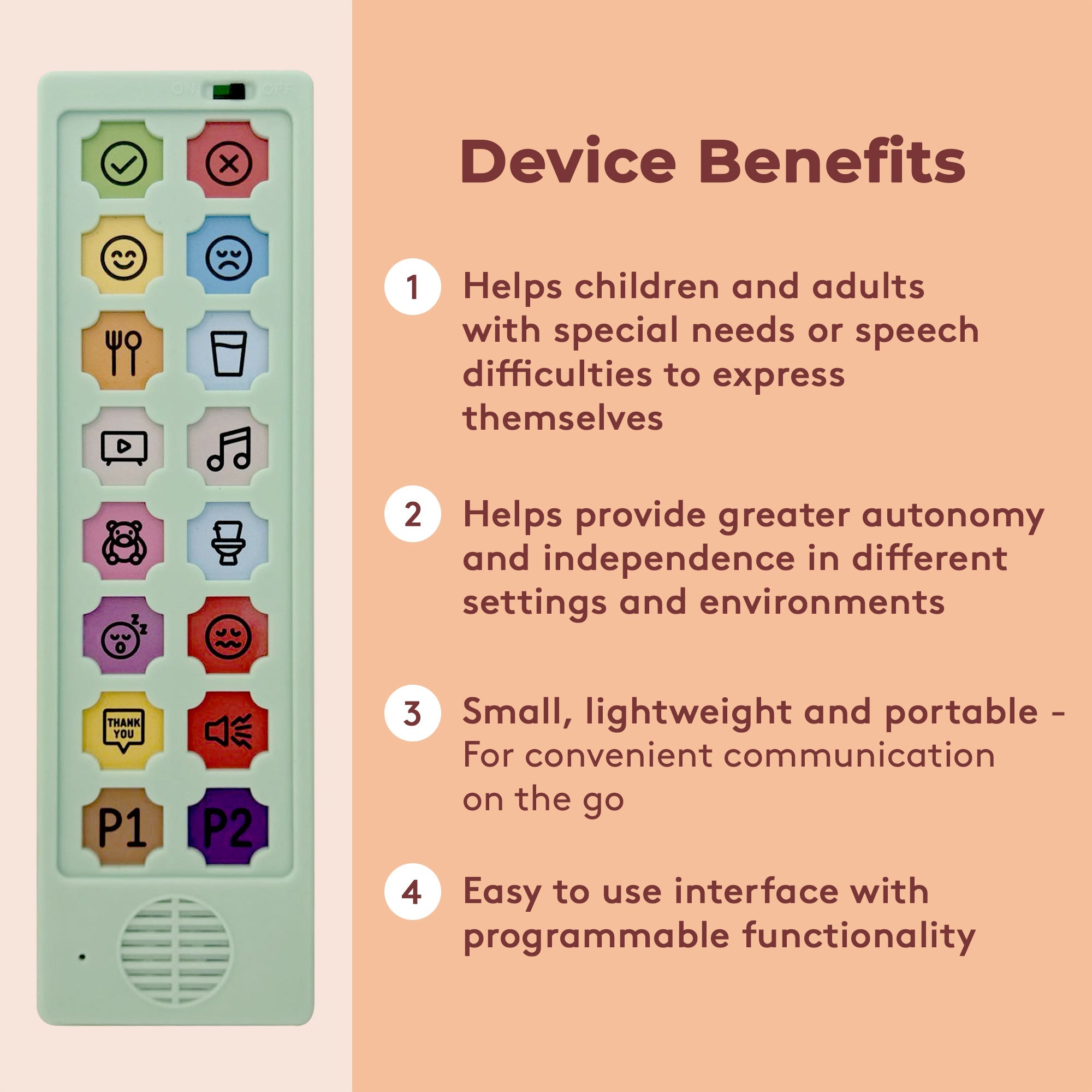 AAC Communication Device For Speech Therapy, Non Verbal Autism & Stroke Rehab
