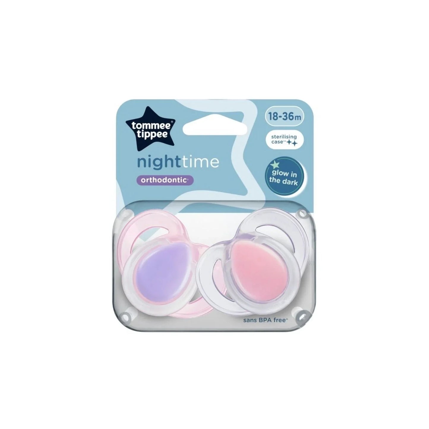 Tommee Tippee Night Time Soother 18-36 months Pack of 2 Assorted