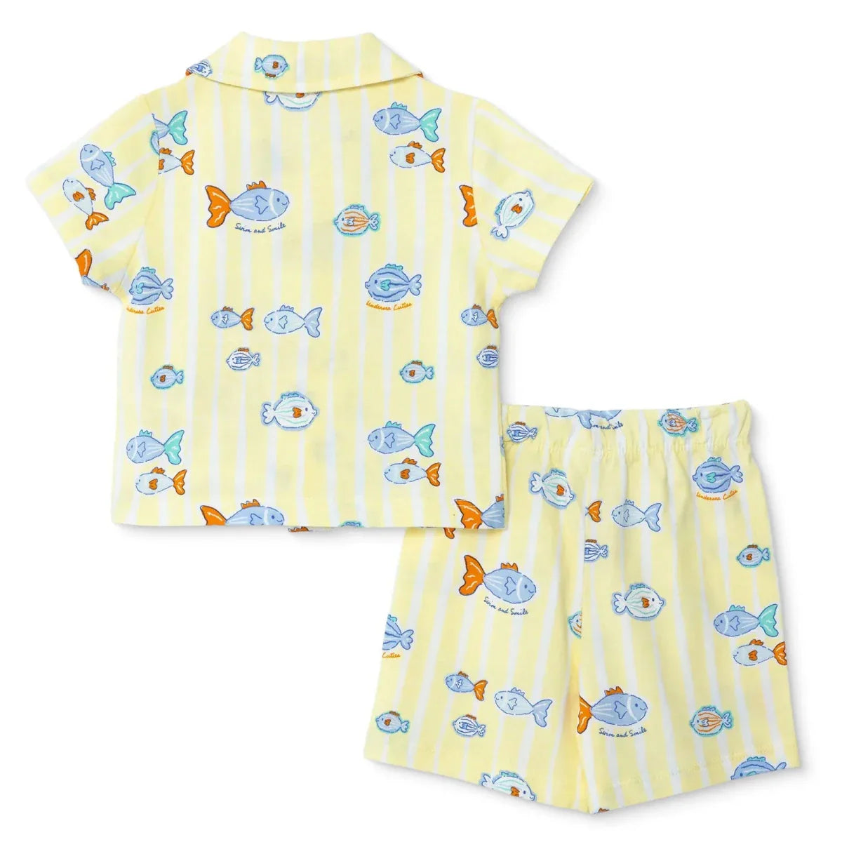 HelloBaby Boys Pyjamas Set Animal with Buttons Short Sleeve - Yellow