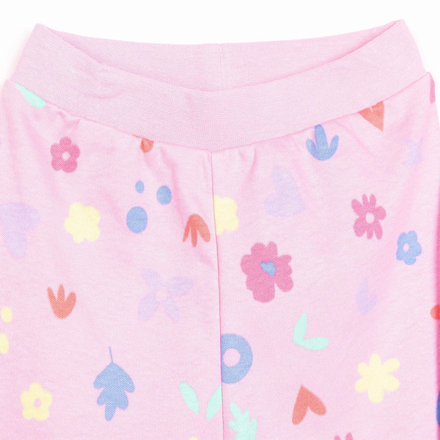 HelloBaby Basic Girl Flower Patterned Footed Bottom 2 pcs - Pink