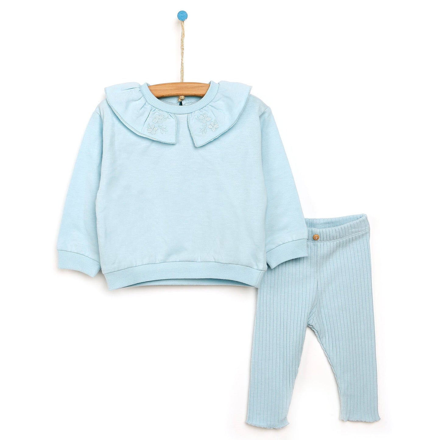 Tuffy Sweatshirt Collared - Footless Bottom - Light Blue