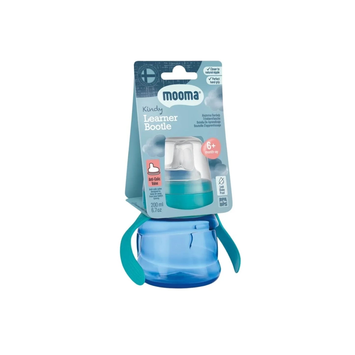Mooma Kindy Learner Bottle 200ml - Aqua Blue
