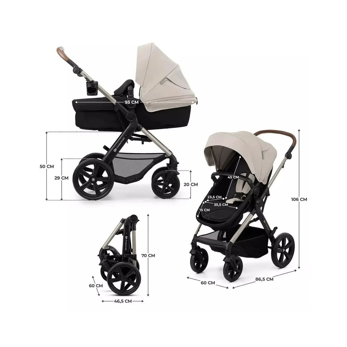 Kinderkraft Moov 2 3-in-1 Travel System - Grey