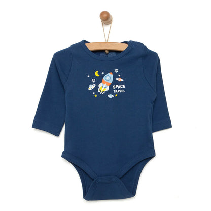 HelloBaby Baby Boy Long Sleeve Bodysuit - Navy Blue