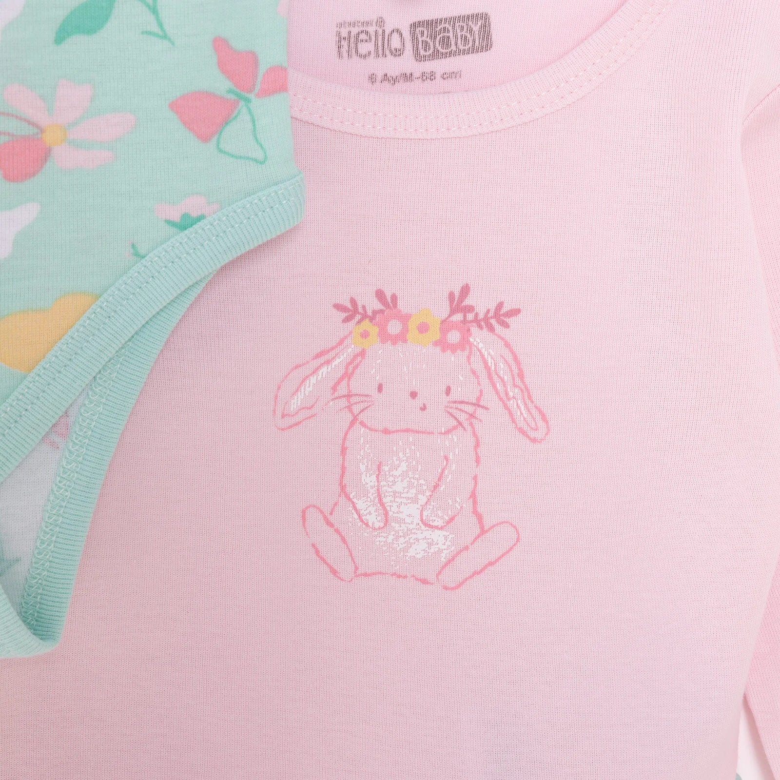 HelloBaby Girl 2-Pack Long Sleeve Bodysuit - Light Pink