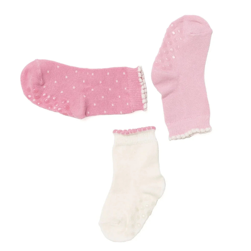 HelloBaby 3 Pack Polka Dot Non-Slip Baby Socks (Newborn to 4-5 Years)