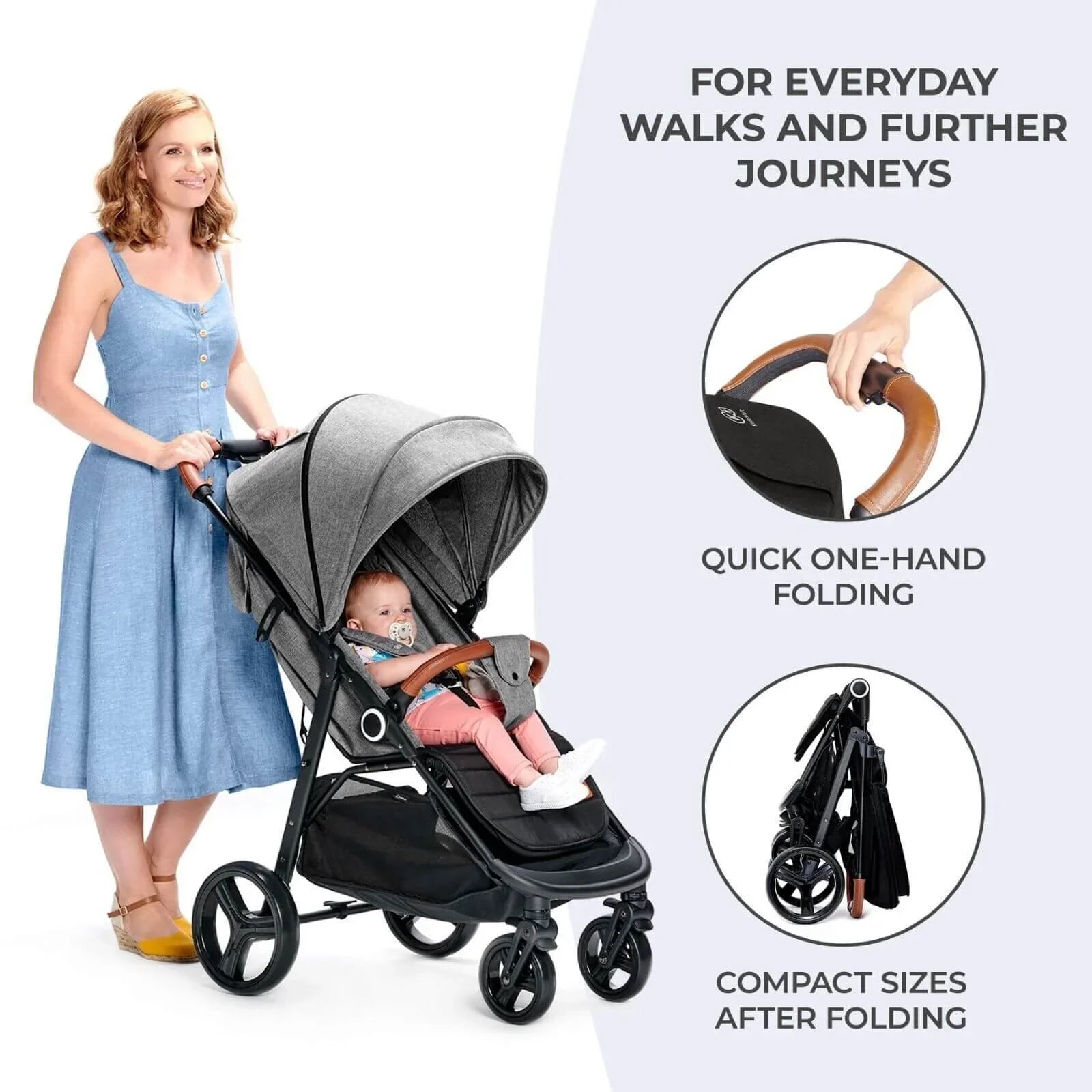 Kinderkraft Grande Plus Baby Stroller - Black