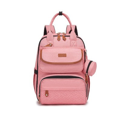 Kono Baby Changing Backpack With Changing Mat & Pacifier Pouch (Pink) - BCK2615PK
