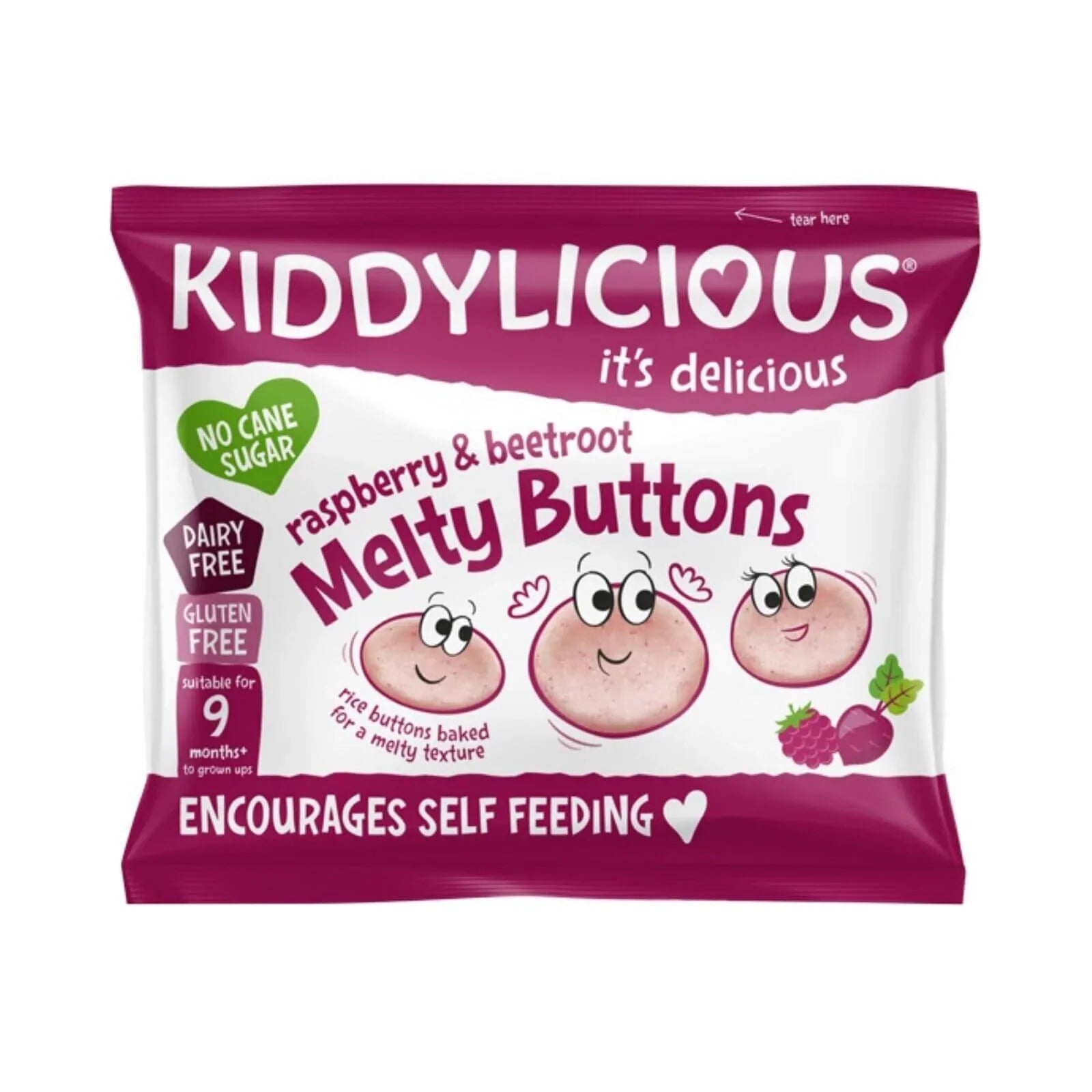 Kiddylicious Raspberry & Beetroot Melty Buttons Multi 9+ months 30g (5x6g)