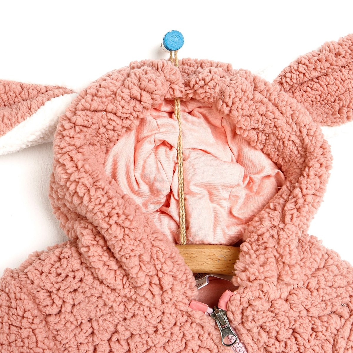 Midimod Newborn Rabbit Ear Welsoft Footed Jumpsuit - Light Rose
