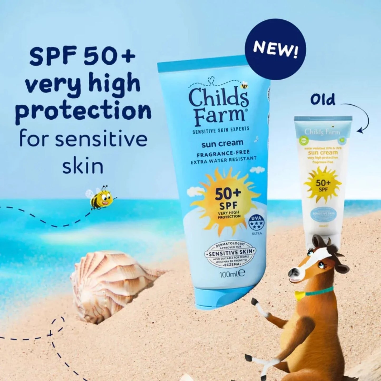 Childs Farm SPF 50+ Sun Cream Fragrance Free Sunscreen for Kids & Sensitive Skin 100ml