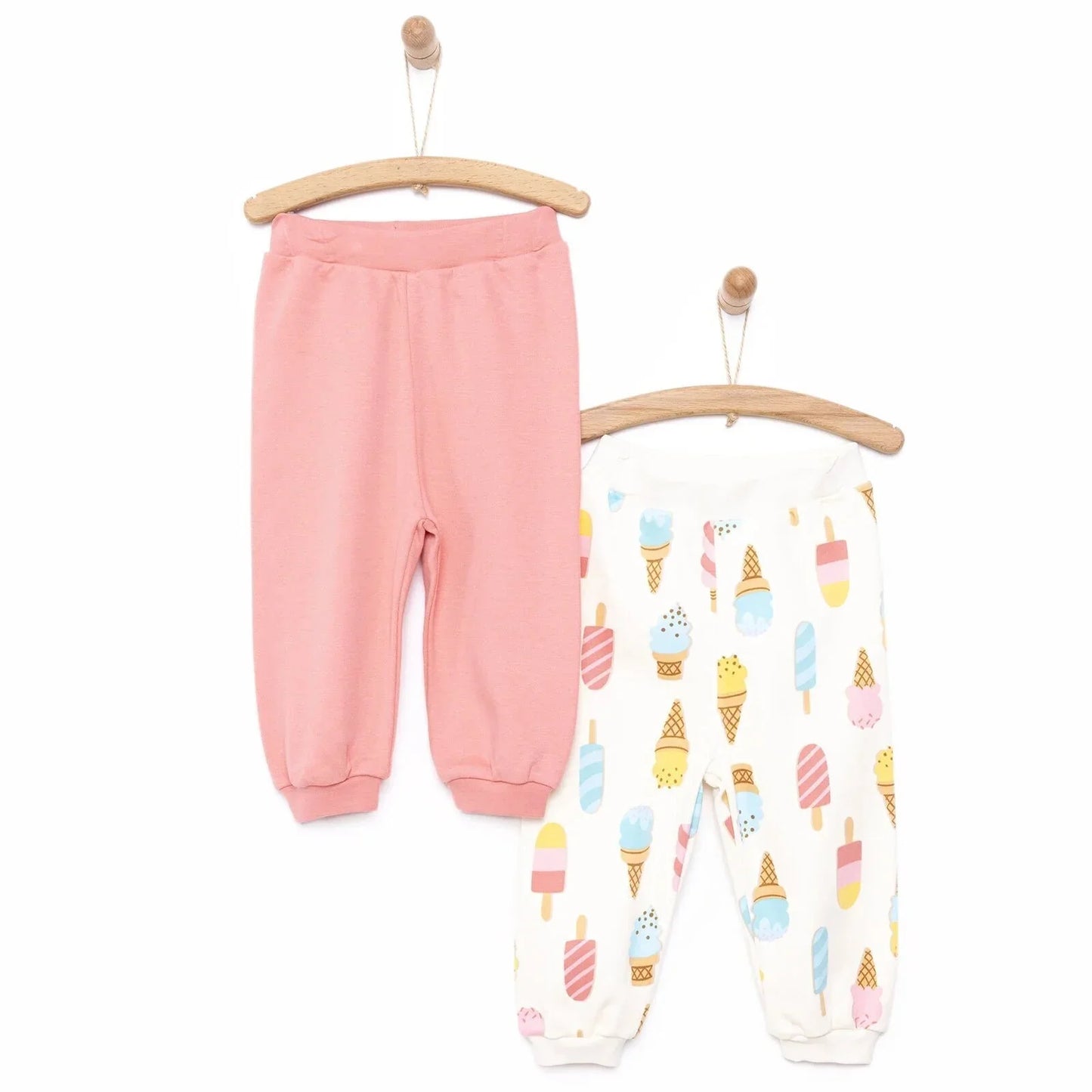 HelloBaby Baby Girl Basic Ice Cream Printed Footless Bottom 2 pcs - Pink