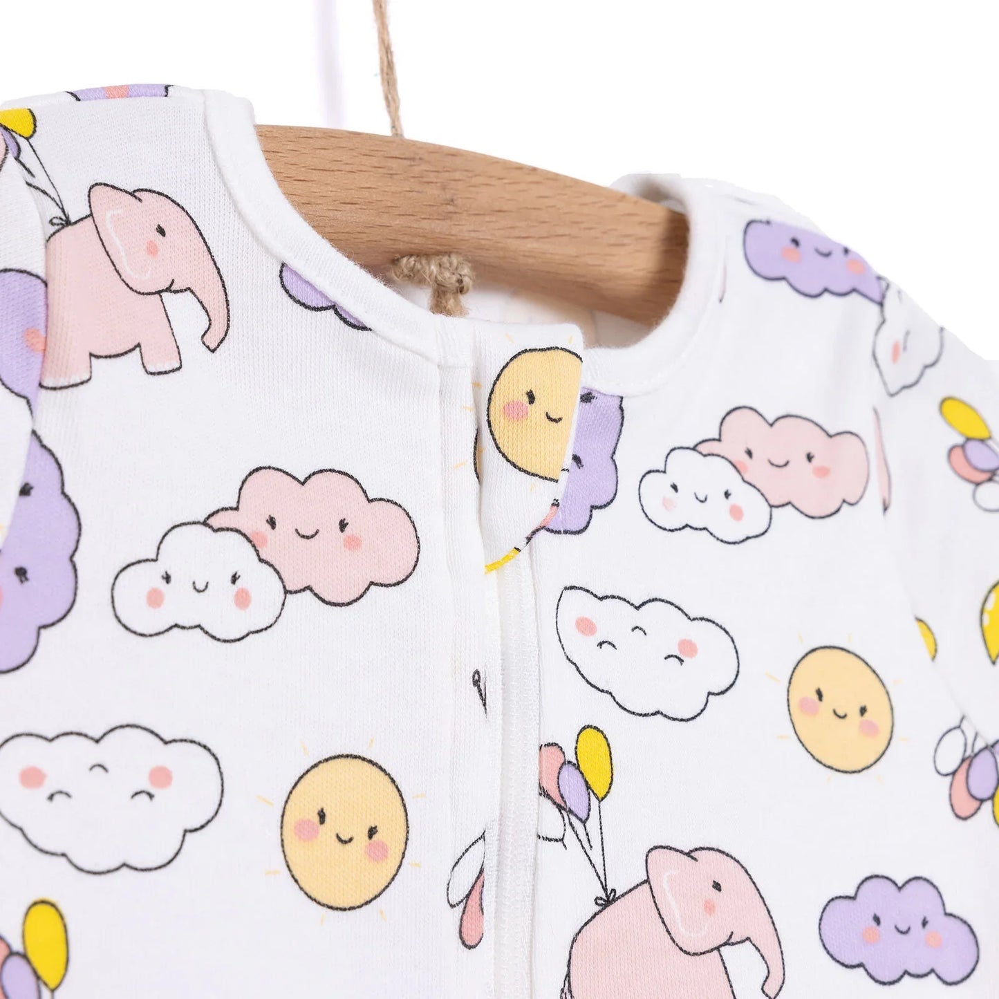 HelloBaby Newborn Baby Girl Footed Jumpsuit - Ecru