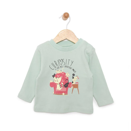 HelloBaby Basic Cat Printed Interlock Long Sleeve T-Shirt - Multicolour