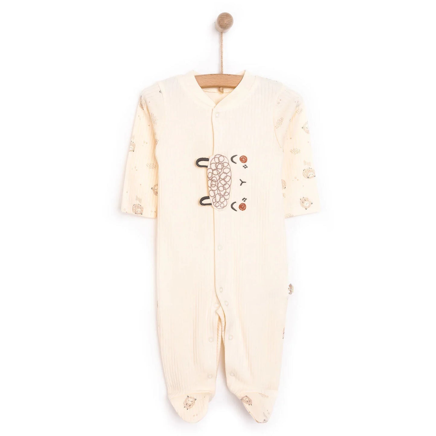 Bebetto Newborn Organic Little Lamp Footed Jumpsuit - Ecru