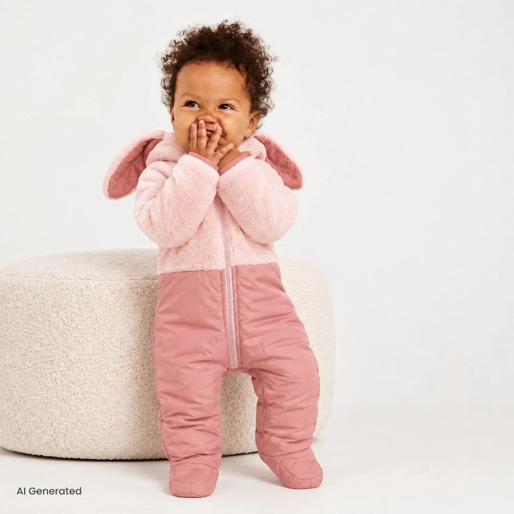 Midimod Hooded Fleece Baby Pramsuit with Feet (3 Months to 12 Months)