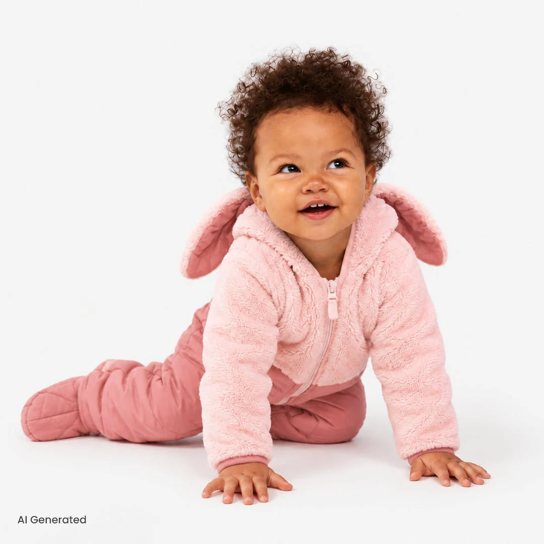 Midimod Hooded Fleece Baby Pramsuit with Feet (3 Months to 12 Months)