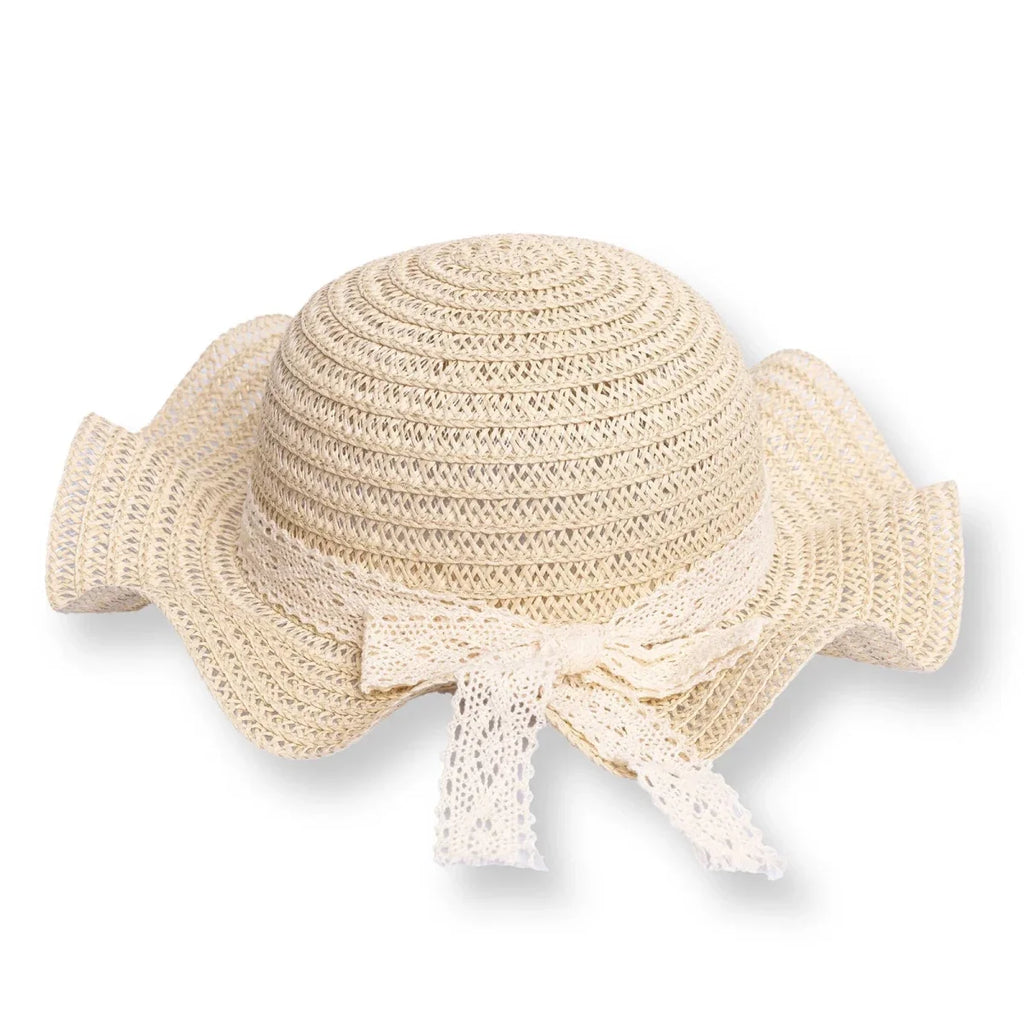 HelloBaby Ribbon Trim Straw Baby Hat (12 Months to 1-4 Years) - Ecru