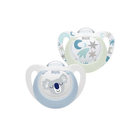 NUK Star Day & Night Soother 0-6 months Pack of 2 - Blue