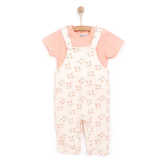HelloBaby Girl Overalls T-shirt - Coral