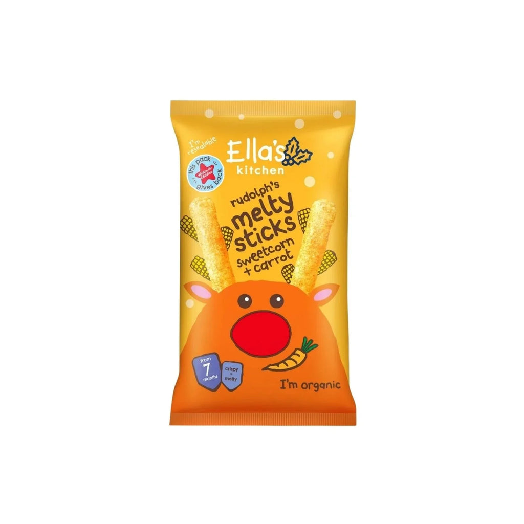 Ella's Kitchen Organic Sweetcorn & Carrot Melty Sticks Baby Snack 7+ months 16g
