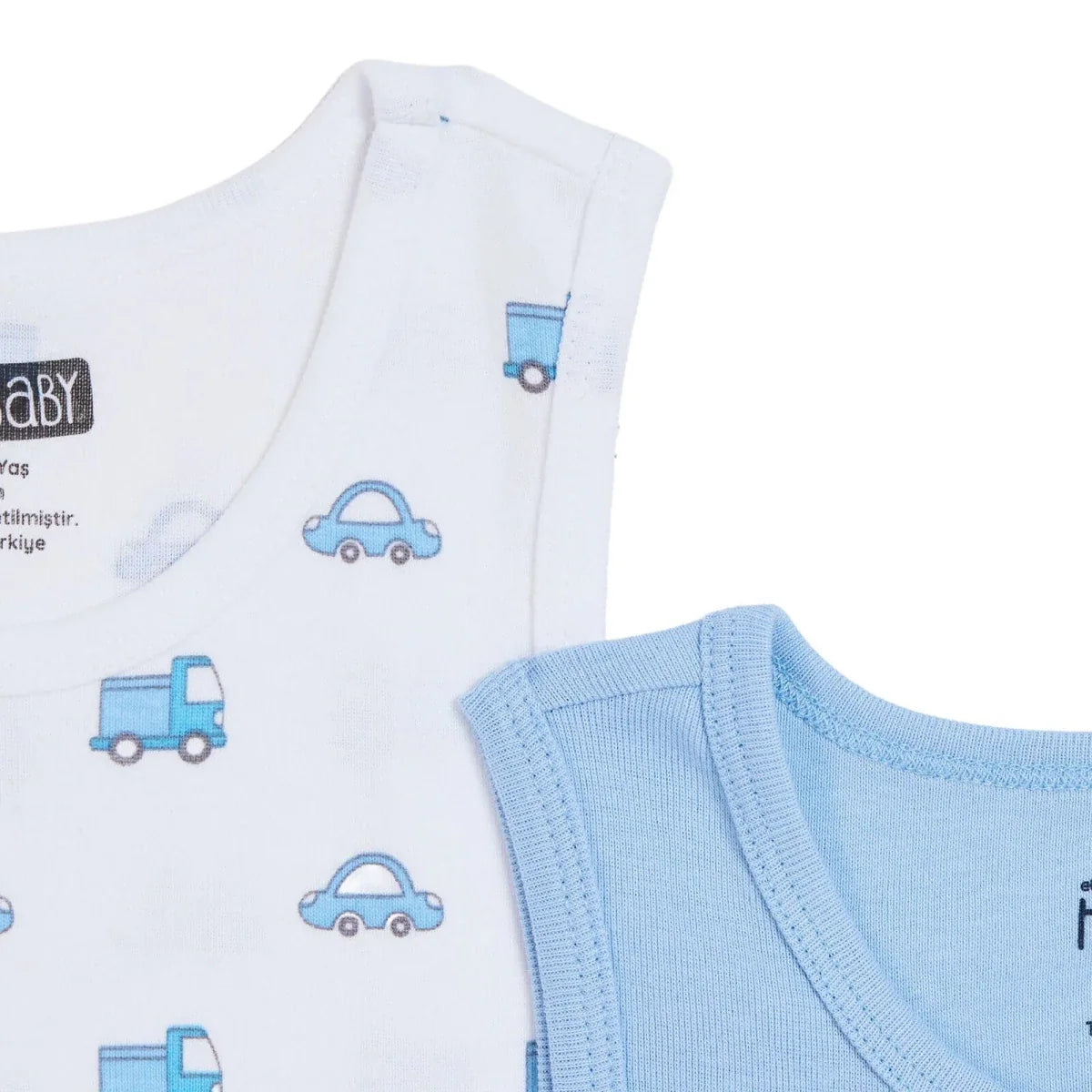 HelloBaby 2 Pack Car Print Ribbed Baby Vests (12 Months to 4-5 Years)