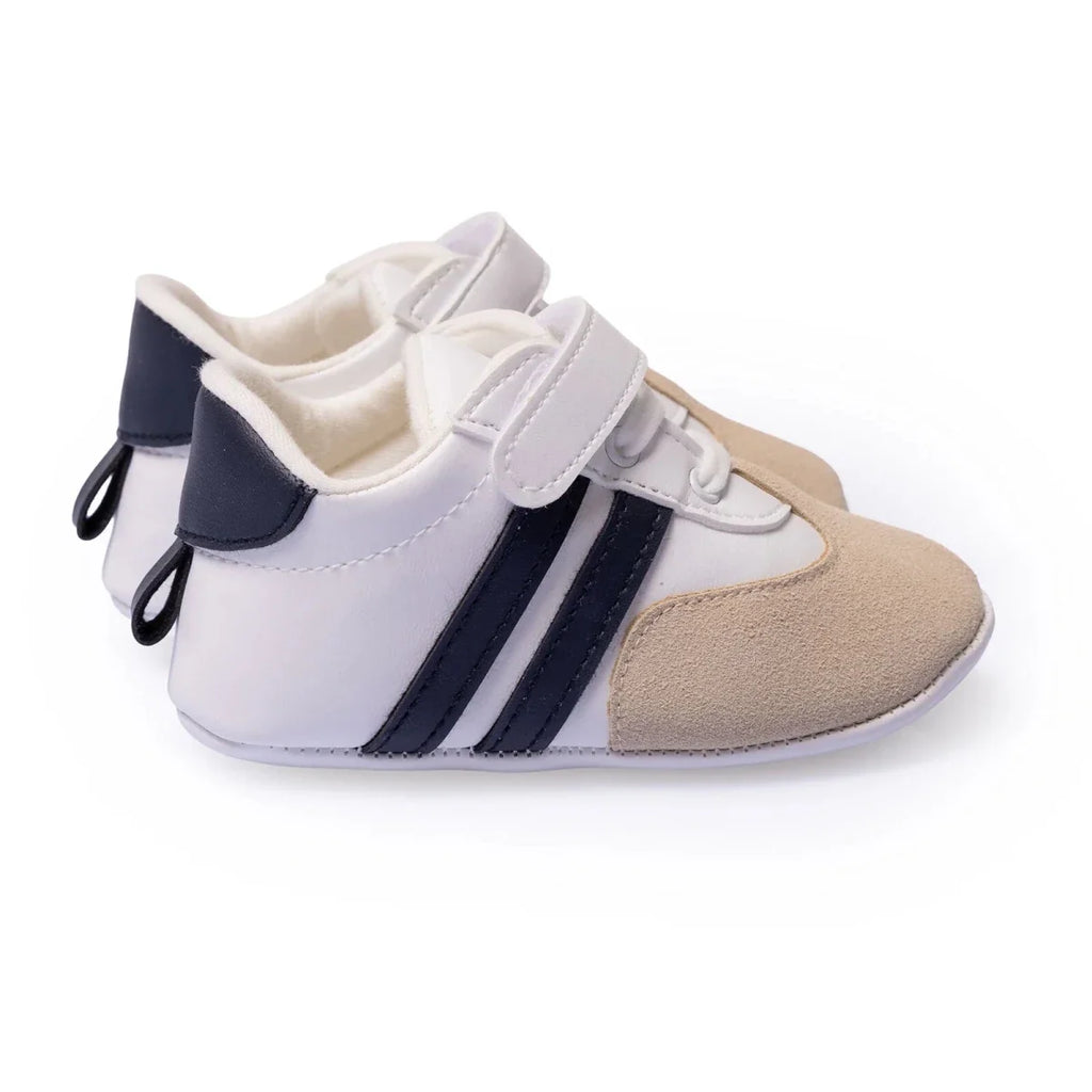 HelloBaby Striped Touch-Fastening Faux Leather First Walker Baby Shoes