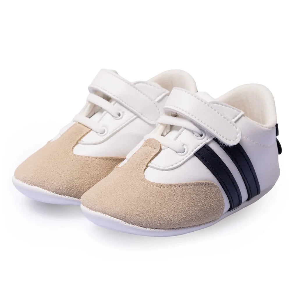 HelloBaby Striped Touch-Fastening Faux Leather First Walker Baby Shoes