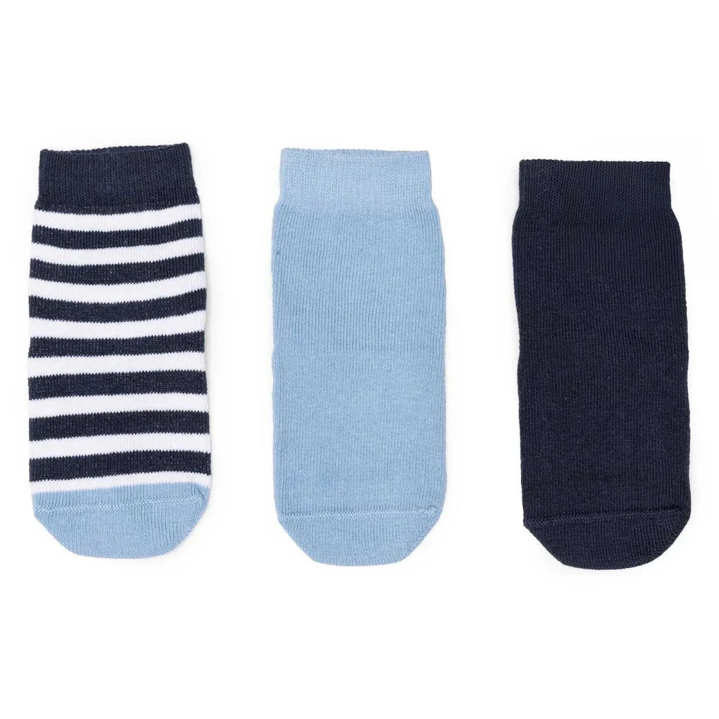HelloBaby Boys Pack of 3 Non-Slip Socks Animal Print Cotton Rich - Blue