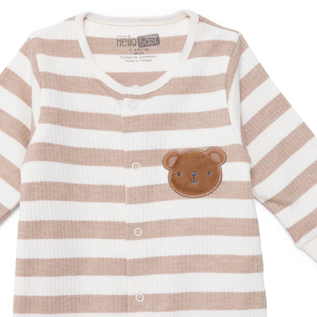 HelloBaby Bear Print Long Sleeve Footed Baby Sleepsuit (Newborn to 6-9 Months)
