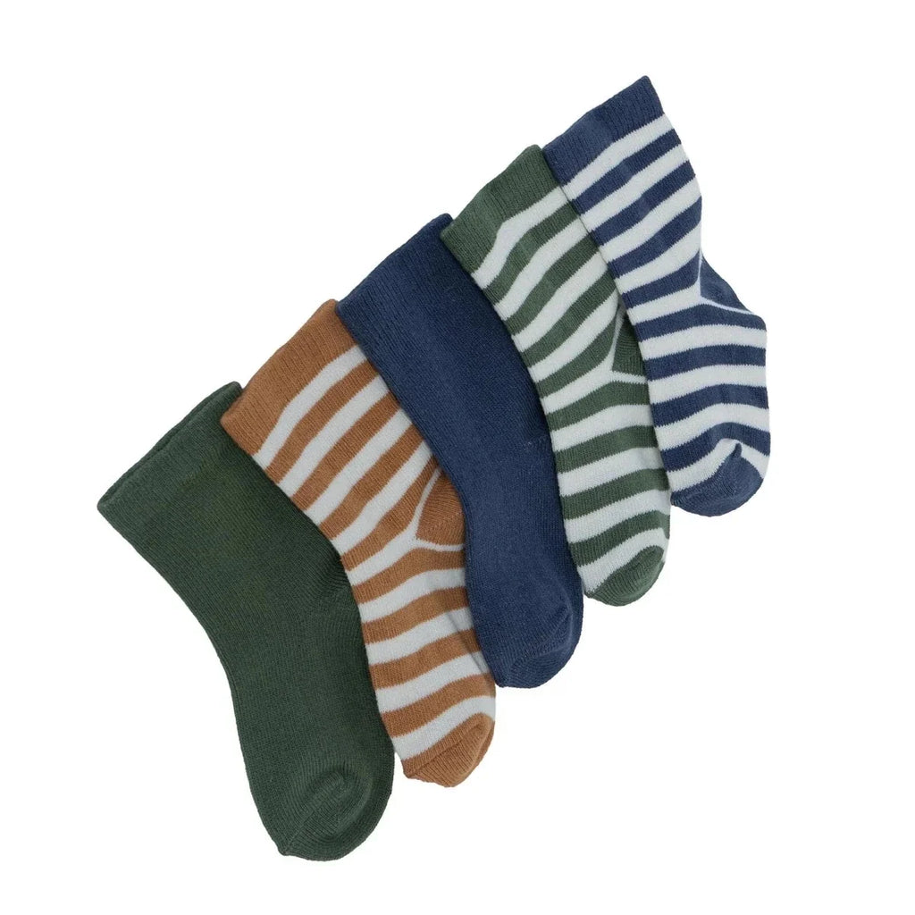 HelloBaby Striped 5 Pack Ankle Baby Socks (Newborn to 4-5 Years) - Navy Blue
