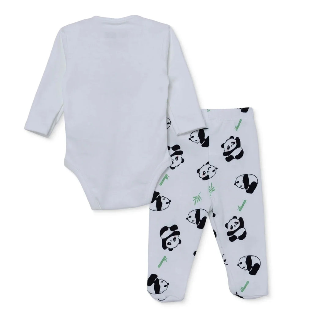 HelloBaby Panda Print Baby Bodysuit, Hat & Bottoms Set (Newborn to 6-9 Months)