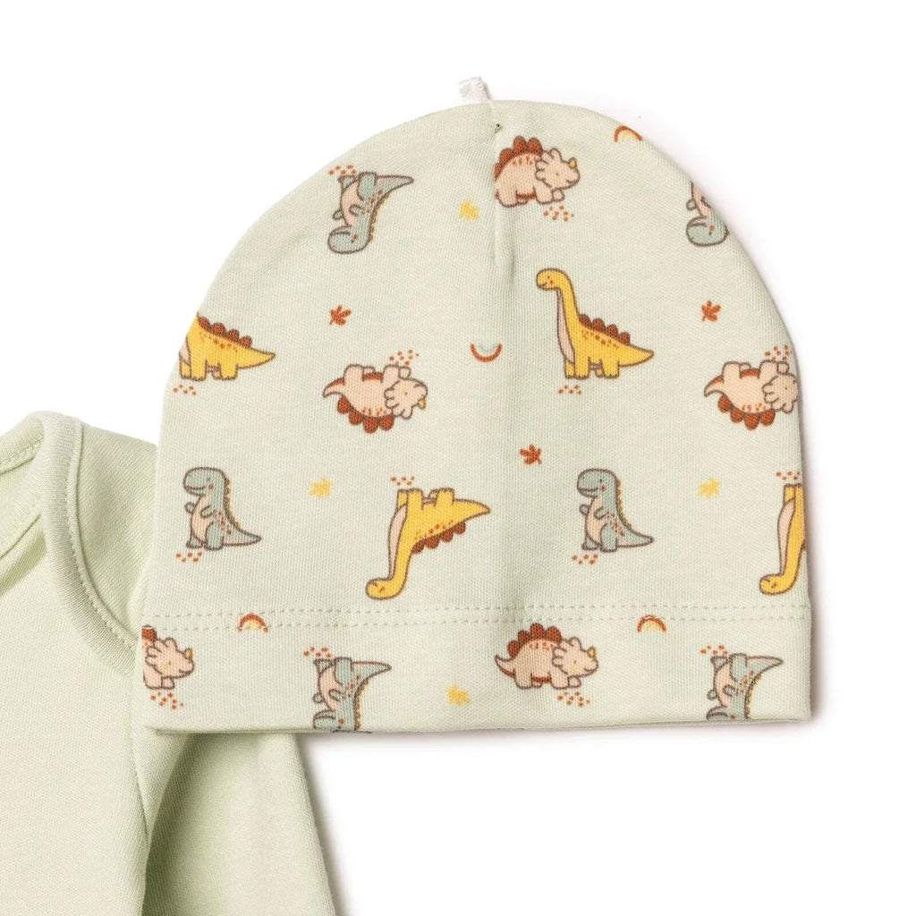 HelloBaby Dinosaur Print Baby Bodysuit, Hat & Bottoms Set (Newborn to 6-9 Months)