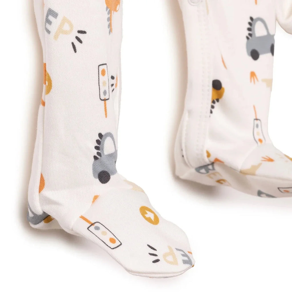 HelloBaby Car Print Baby Bodysuit, Hat & Sleepsuit Set (Newborn to 3-6 Months)