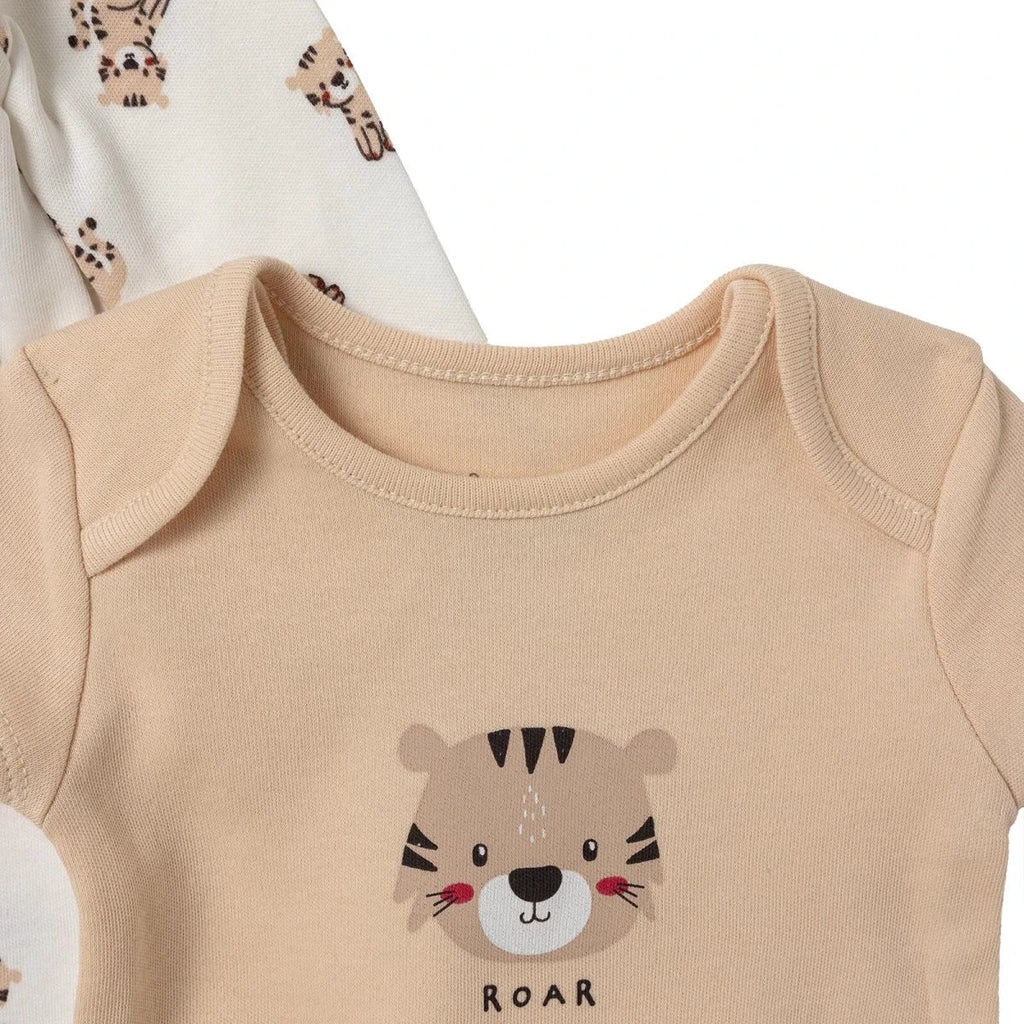 HelloBaby "Roar" Slogan Baby Bodysuit, Hat & Sleepsuit Set (Newborn to 3-6 Months)