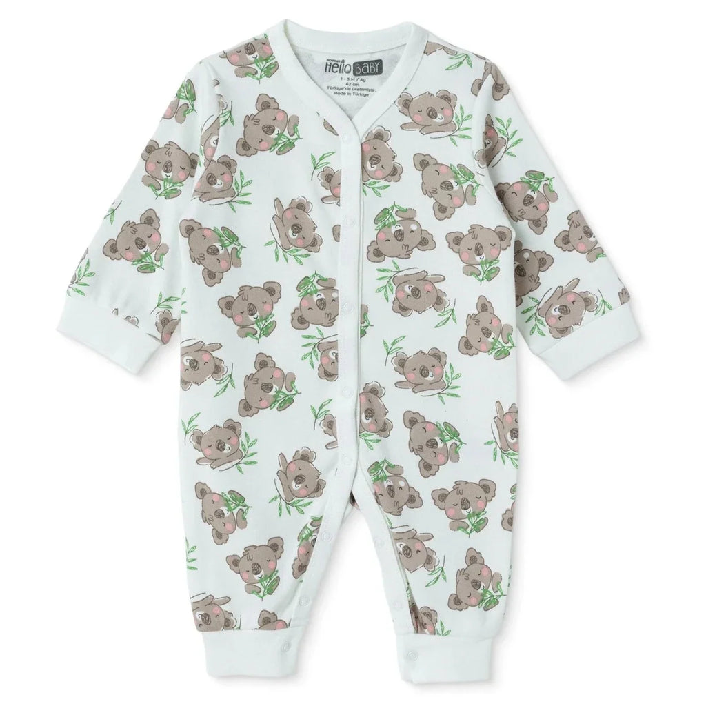 HelloBaby Car Print Long Sleeve Footless Baby Sleepsuit (Newborn to 9 Months) - Ecru
