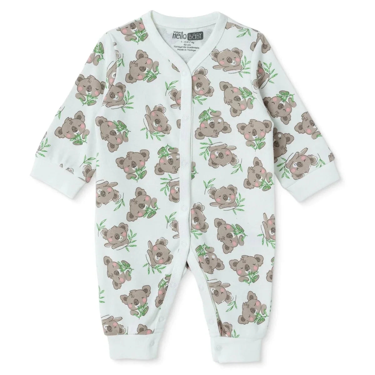 HelloBaby Car Print Long Sleeve Footless Baby Sleepsuit (Newborn to 9 Months) - Ecru