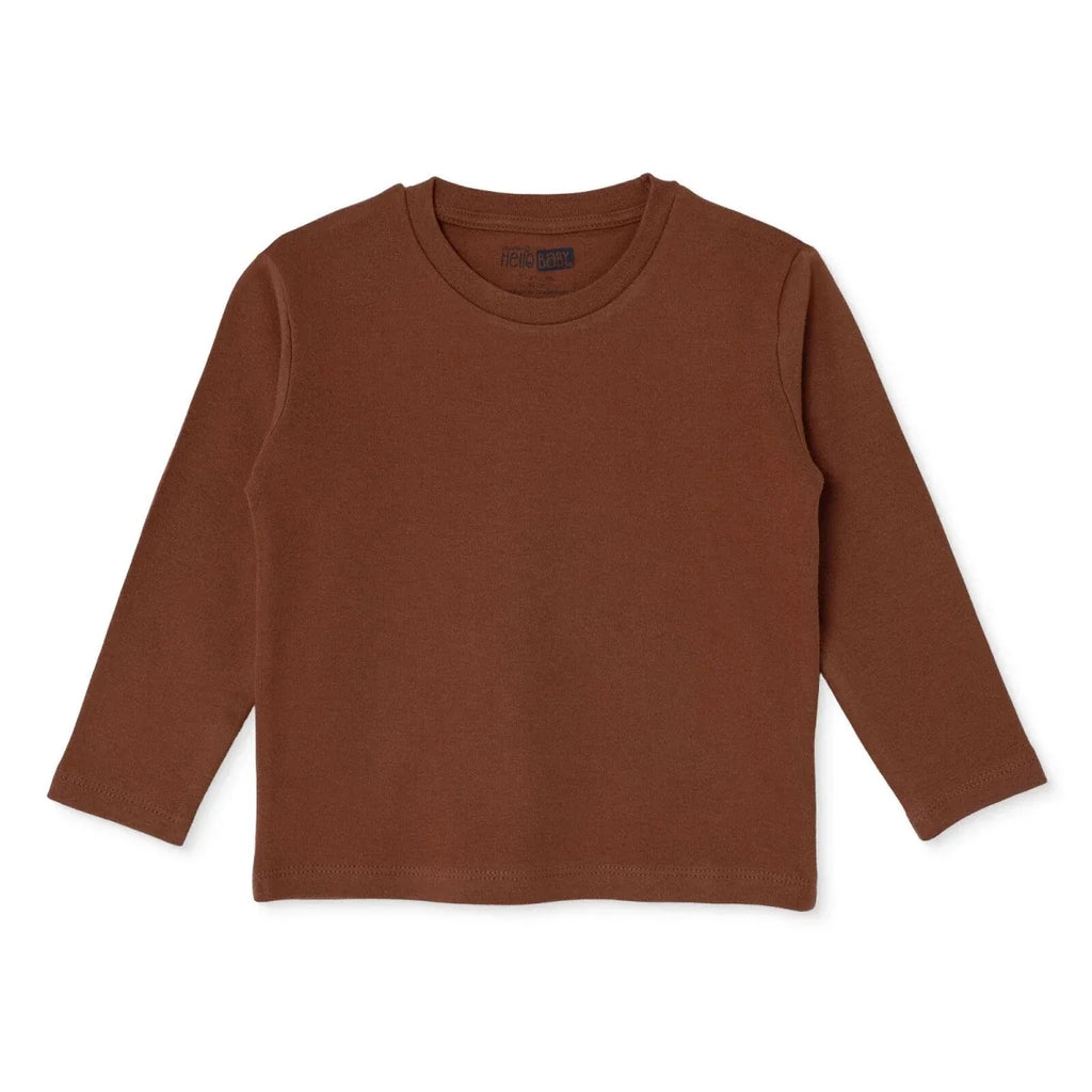 HelloBaby Long Sleeve Interlock Baby T-Shirt (3-6 Months to 2-3 Years) - Brown