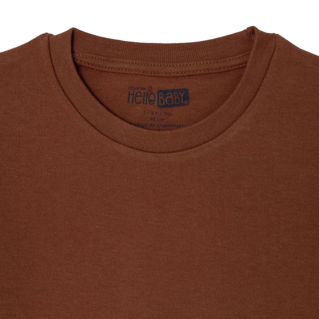 HelloBaby Long Sleeve Interlock Baby T-Shirt (3-6 Months to 2-3 Years) - Brown