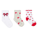 HelloBaby 3 Pack Heart & Floral Print Non-Slip Baby Socks (Newborn to 2-3 Years) - Red