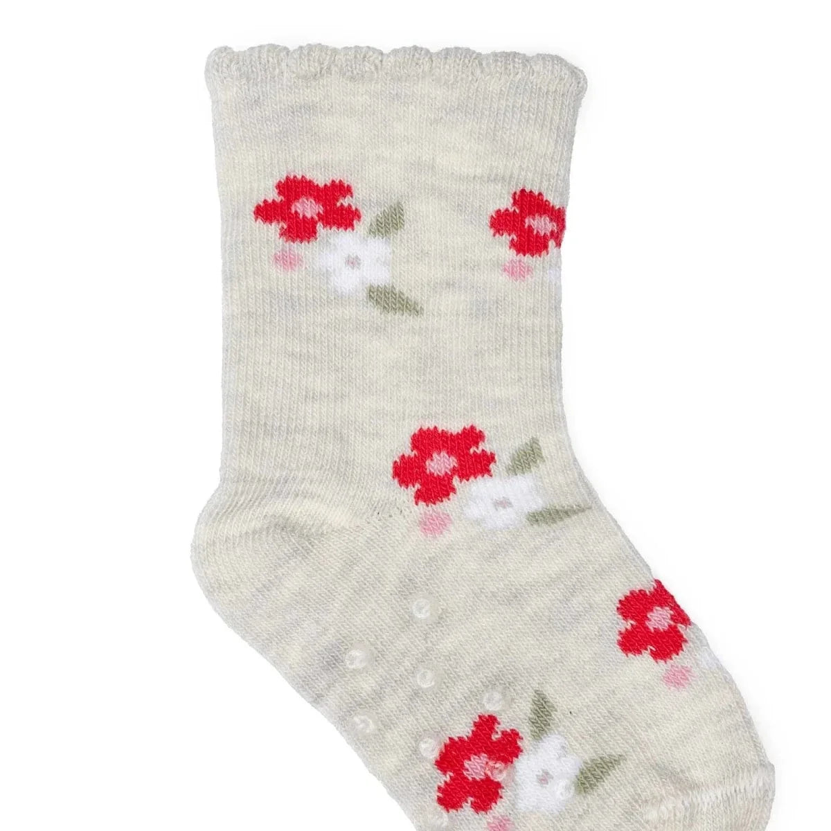 HelloBaby 3 Pack Heart & Floral Print Non-Slip Baby Socks (Newborn to 2-3 Years) - Red