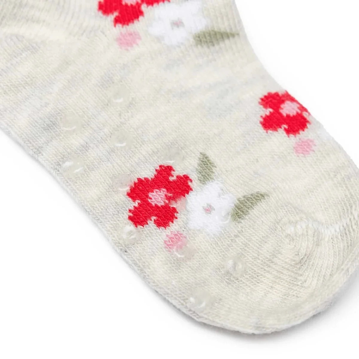 HelloBaby 3 Pack Heart & Floral Print Non-Slip Baby Socks (Newborn to 2-3 Years) - Red