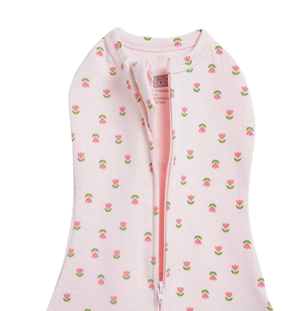 HelloBaby Floral Print Zip-Up Baby Swaddle (Newborn)