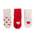 HelloBaby Heart Print 3 Pack Roll-Top Baby Socks (Newborn to 12-24 Months) - Red