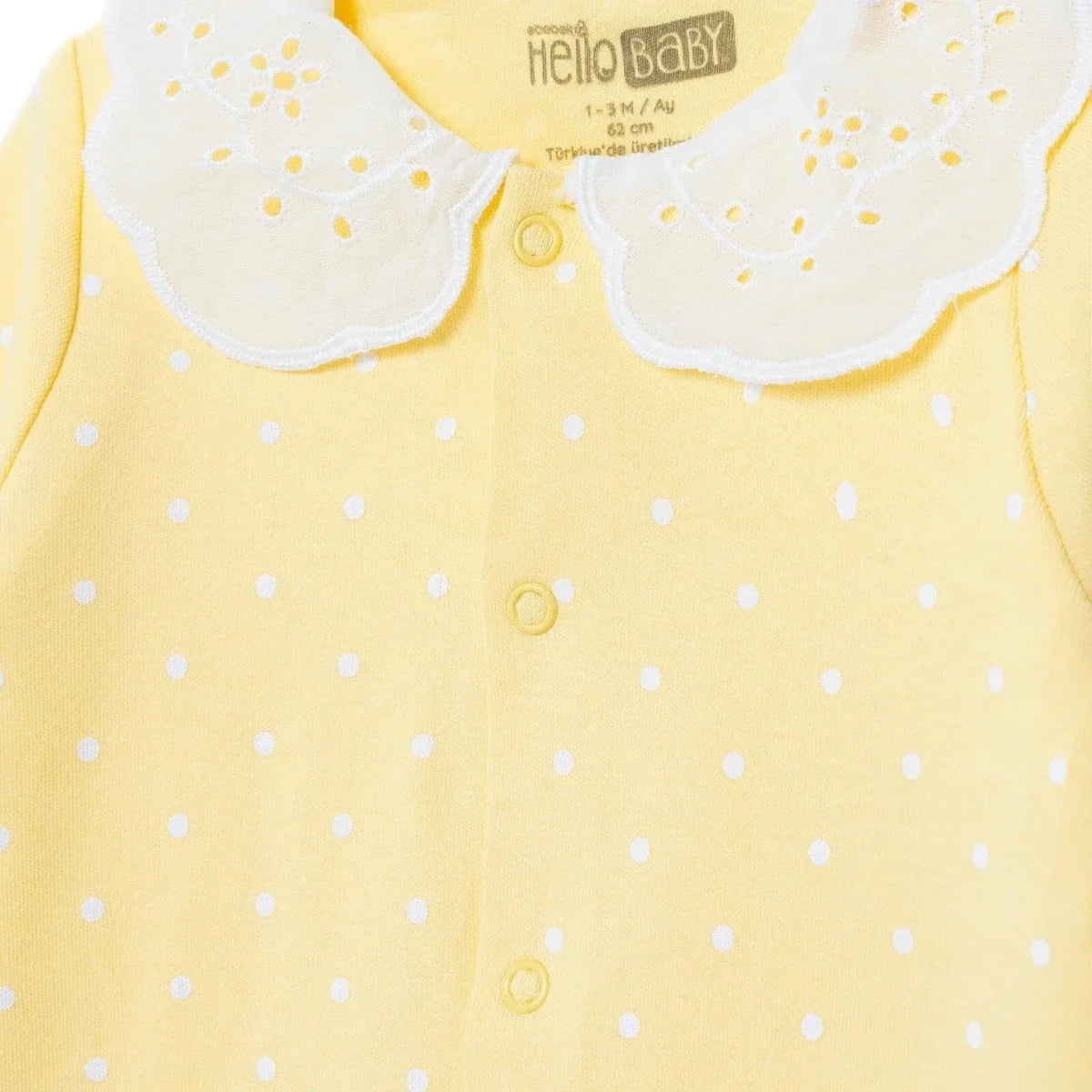 HelloBaby Polka Dot Long Sleeve Baby Sleepsuit with Feet (Newborn to 6-9 Months) - Yellow