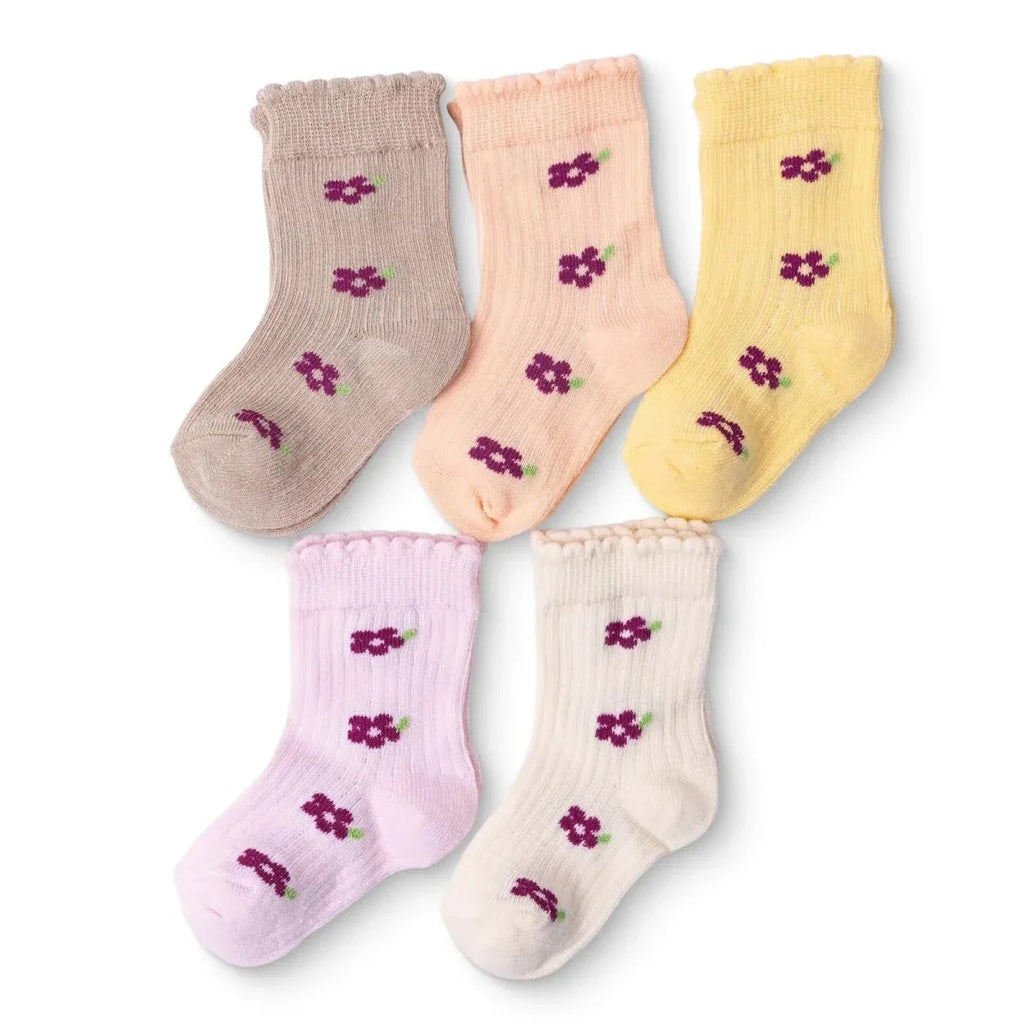 HelloBaby Floral Print 5 Pack Ankle Baby Socks (Newborn to 4-5 Years)