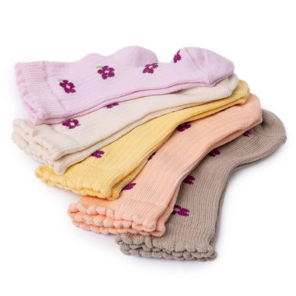 HelloBaby Floral Print 5 Pack Ankle Baby Socks (Newborn to 4-5 Years)