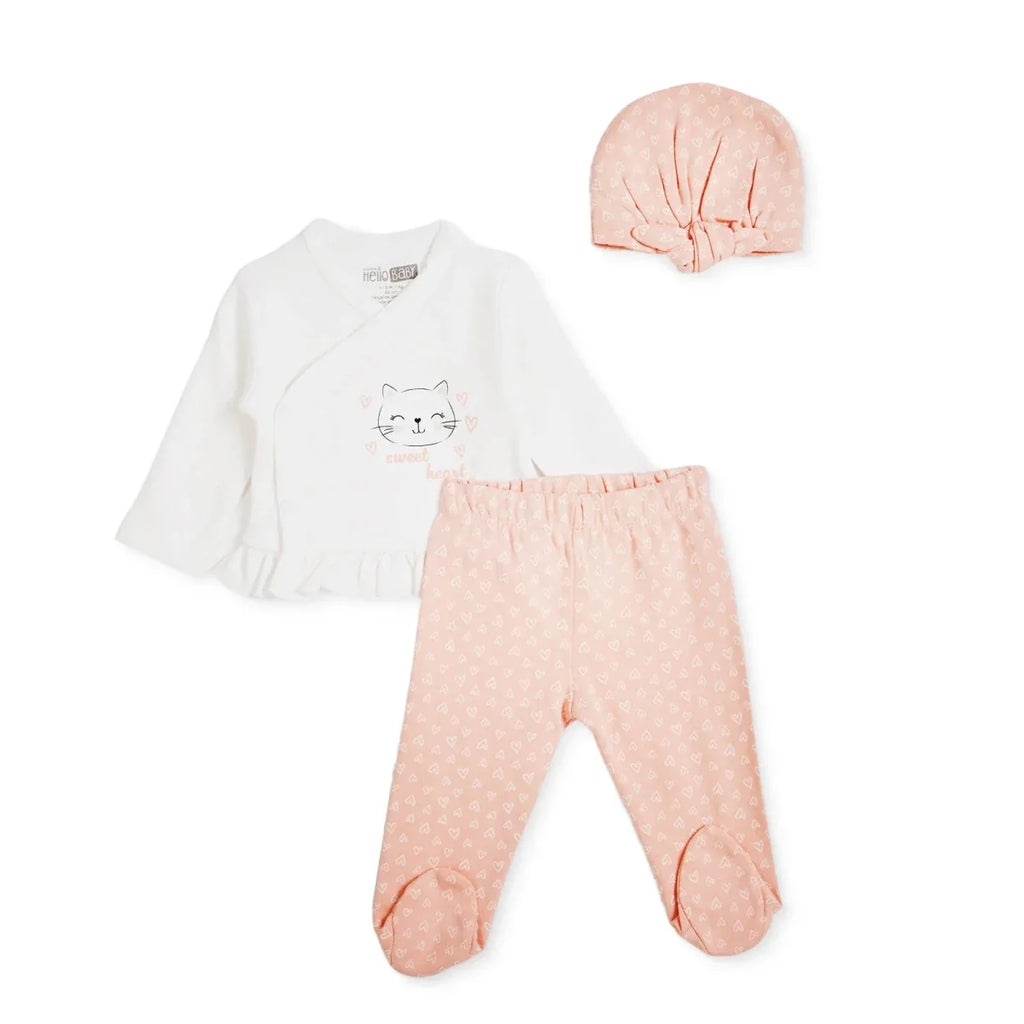 HelloBaby "Sweet Heart" Slogan Baby Hat, Vest & Bottoms Set (Newborn to 3-6 Months)