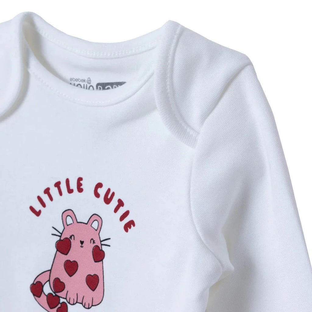 HelloBaby "Little Cutie" Slogan Baby Bodysuit, Hat & Bottoms Set (Newborn to 6-9 Months)
